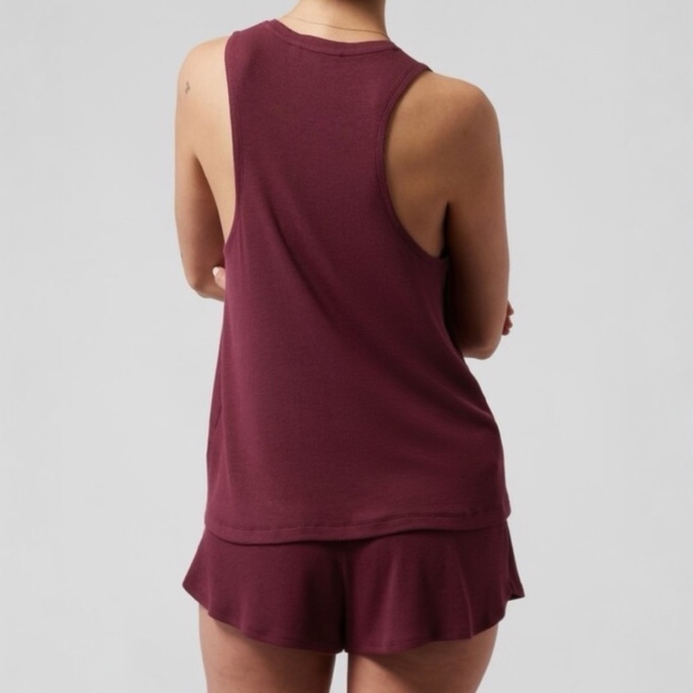 ATHLETA Bundle Set of 3 Softest Well Rested Rib Sleep Tank Burgundy Black Pink M - Picture 5 of 9